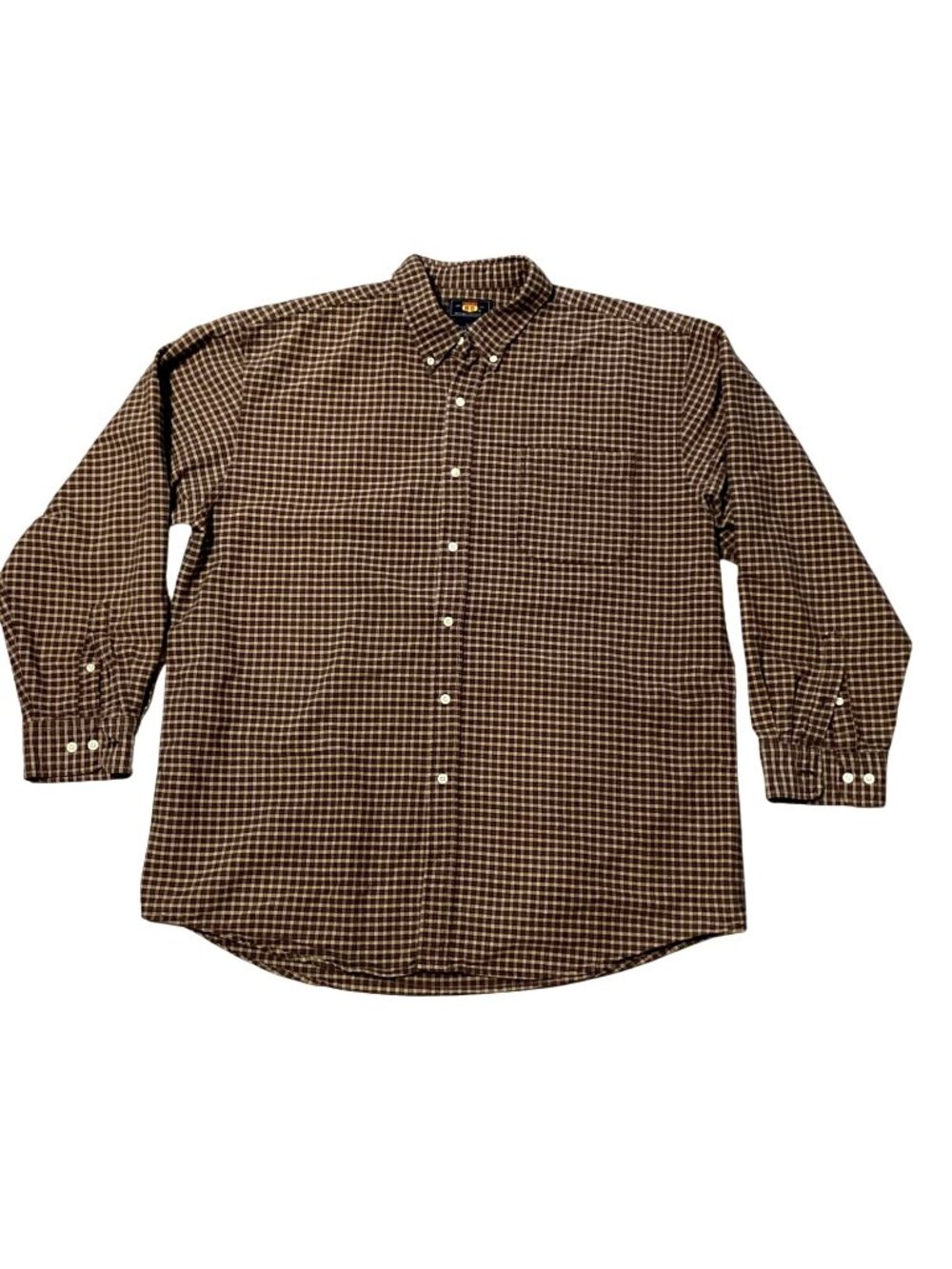 Route 66 Men's XLT Tan Plaid Heavy Cotton Long Sleeve Shirt Pre-Owned NICE